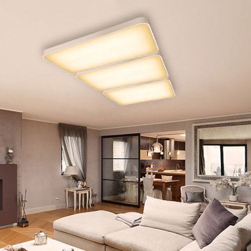 LED 시스템 거실등 3등 150W 화이트 거실조명 주광색 전구색